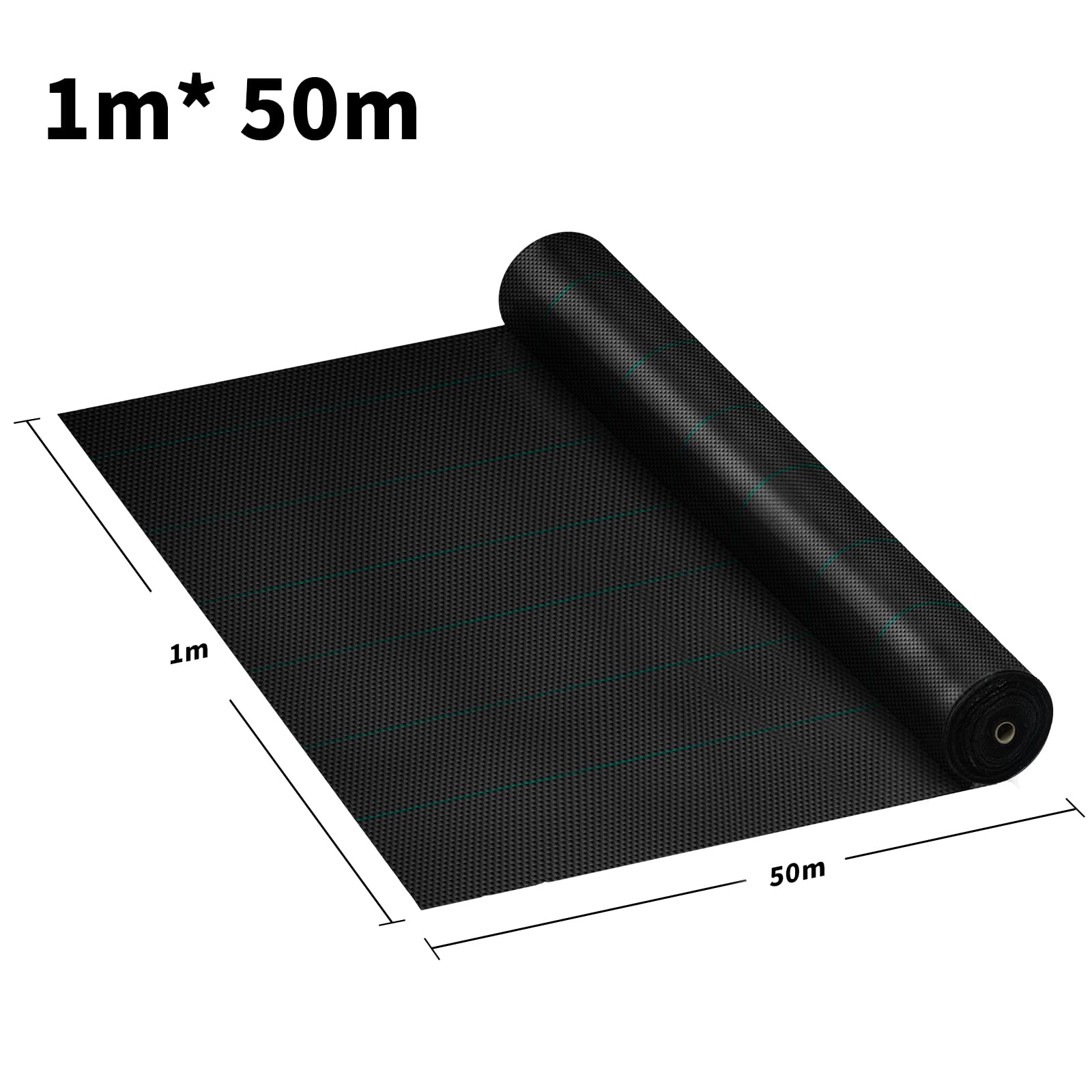 YUENFONG pacciame 100g / m², Telo da diserbo, Telo Pieghevole, Resistente agli Strappi e ai Raggi UV, con Chiodi stabilizzanti, Nero(1 × 50 m)