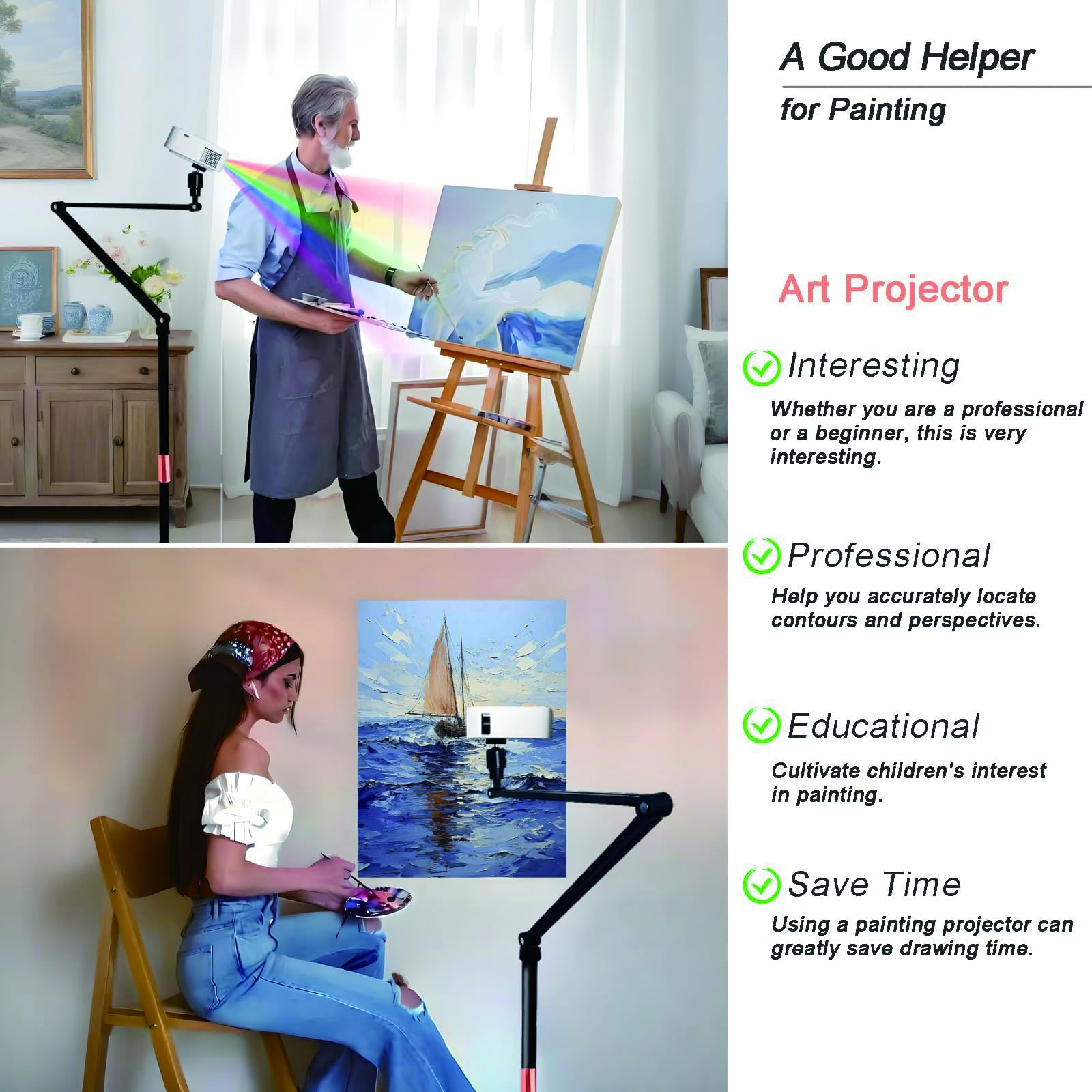 Kunst Projektor Zum Zeichnen Und Nachzeichnen – Smarter Skizze Projektor Mit Einstellbarem Fokus, Tragbares Desktop- Und Wandprojektionswerkzeug Für Kinder, Künstler, Malerei Und Tortendekoration