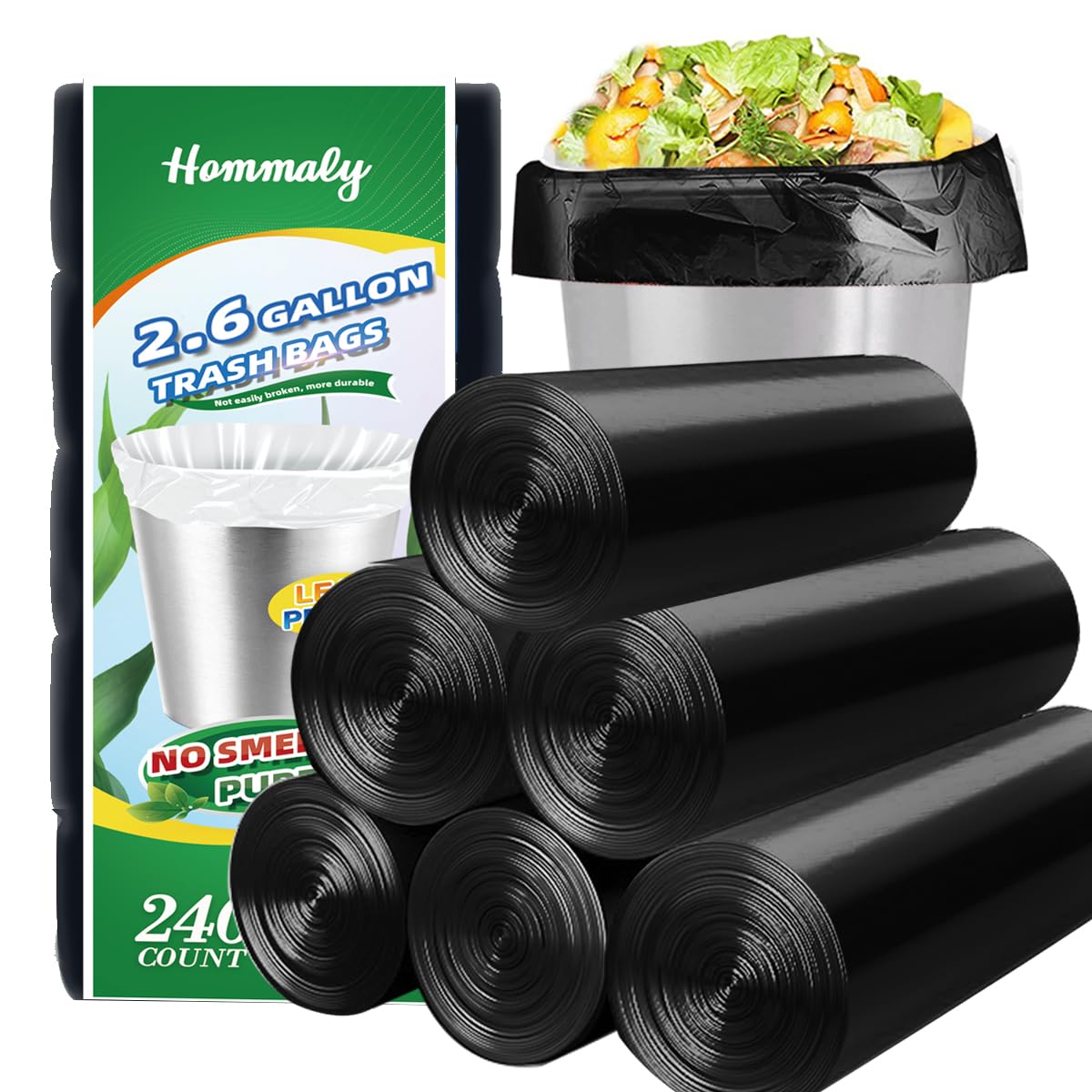 Hommaly Black 2.6 Gallon Trash Bags