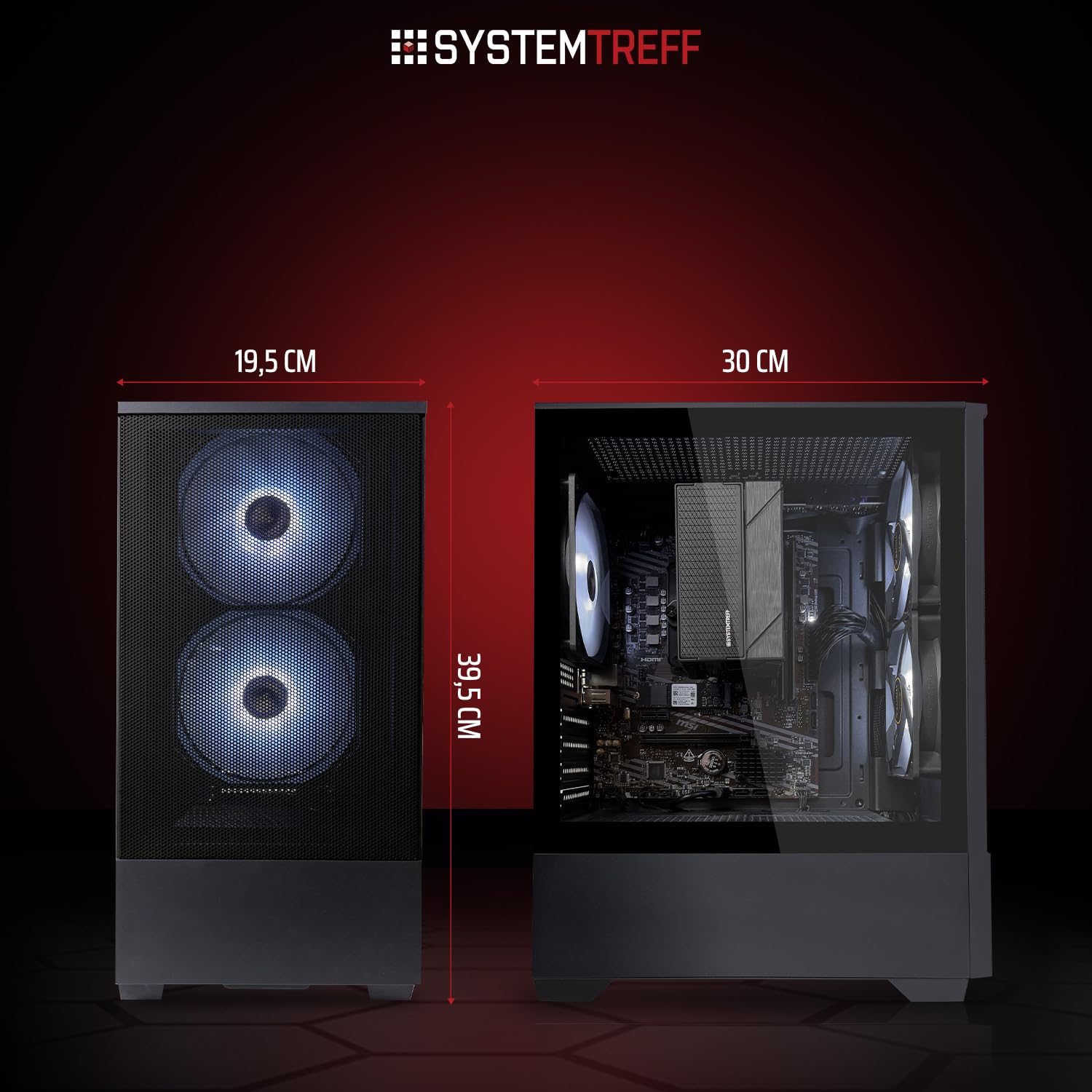 SYSTEMTREFF PC Gamer Basique AMD Ryzen 5 Pro 5655G 6x4.4GHz | Radeon RX Vega 7 4K HDMI DX12 | 512Go M.2 NVMe | 16Go DDR4 RAM | Ordinateur de Bureau WLAN pour Les Joueurs, Les Gamers