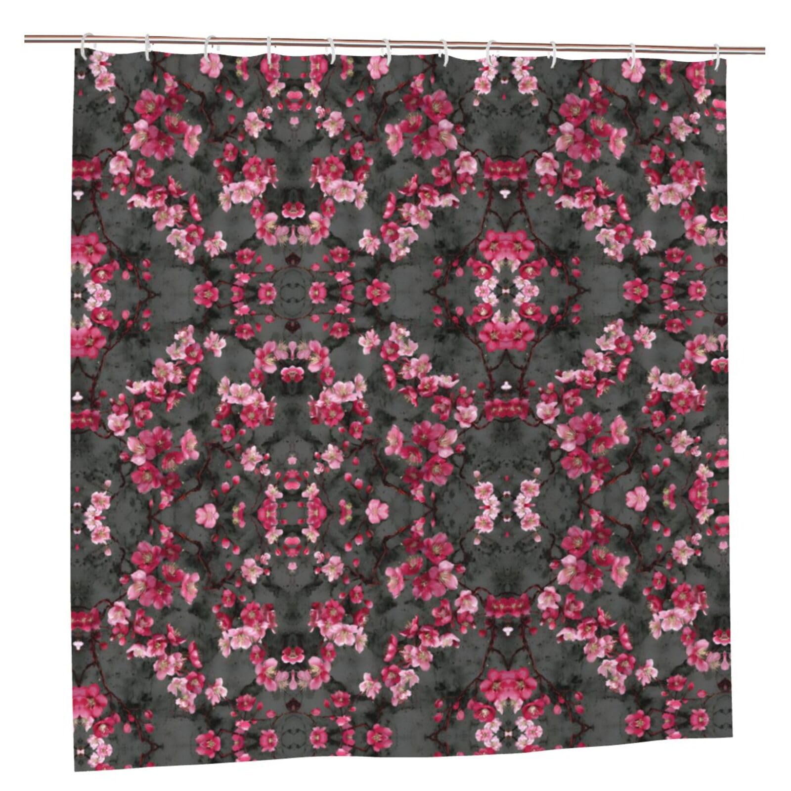 Rideau de douche fleurs de cerisier pour une décoration zen de votre salle de bain printanière