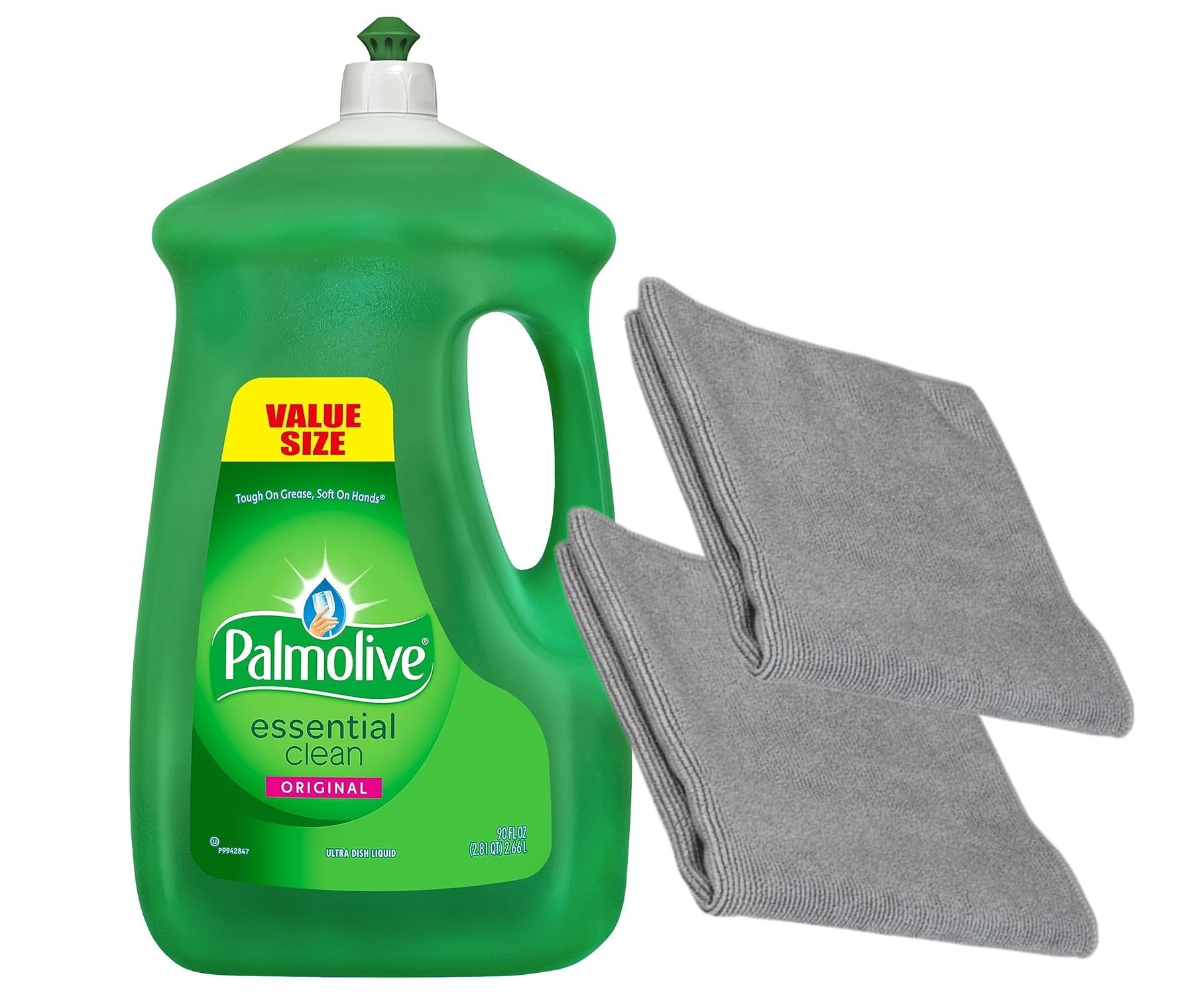 ONDAGO Palmolive Original Scent Dish Soap 90 oz Bulk Value Size Bundled Microfiber Cloths