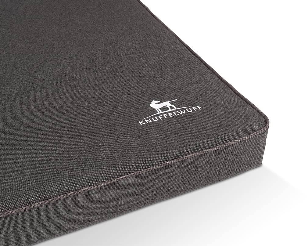 Knuffelwuff Orthopädische Hundematte Nantucket aus Velours mit Handwebcharakter XL 100 x 70cm Anthrazit - Abnehmbarer Bezug - waschbar - für große, mittelgroße und kleine Hunde