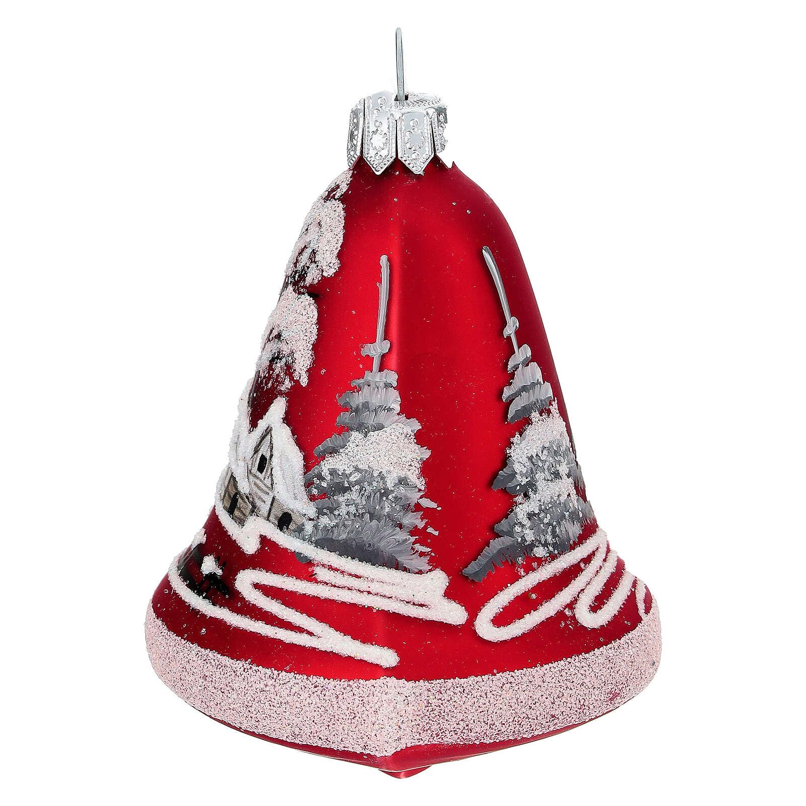 Holyart Bolas de Navidad: Bola de Navidad Forma Campana Rojas 90 mm 3 Piezas
