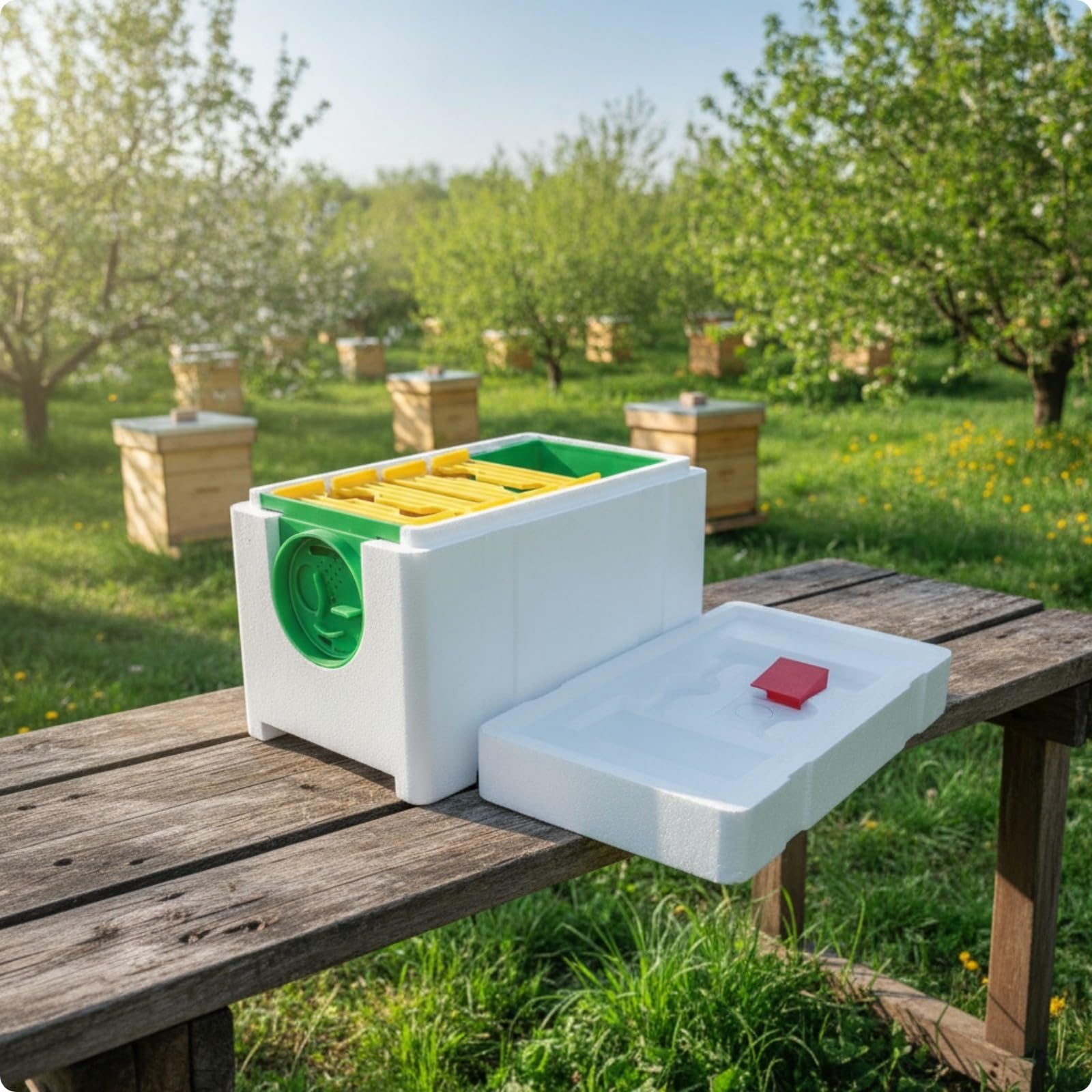 Colcolo Nid D'élevage Fécondation en Mousse | Stable, Boîte à Abeilles en Mousse, pour apière, 4 Cadres