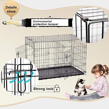 BestPet New Cat Dog cage Pet Kennel Folding Crate Wire Metal Cage W/Divider (48)