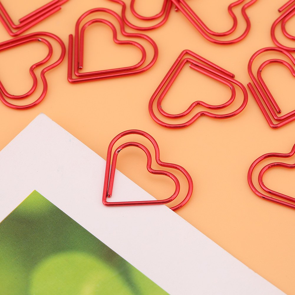 50 Clips De Papel De Corazón, Clips De Papel Dorados En Forma De