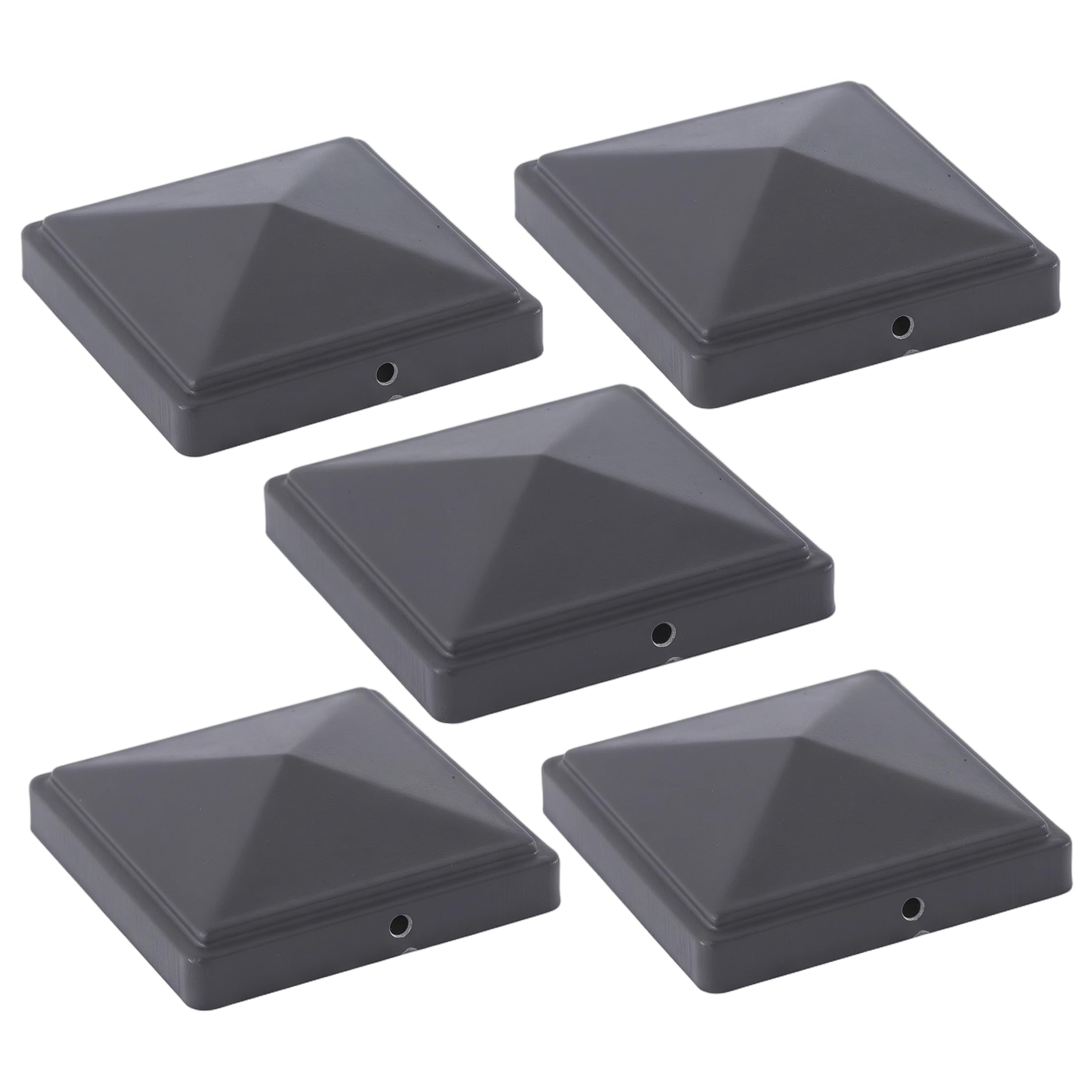 Fence Post Caps 5 Pack 4.02x4.02in, Thick Galvanised Iron Deck Post Caps for Wood Posts Garden Pillars Railings Fence, Galvanised Iron, 4x4 Deck, Wood Protector, G