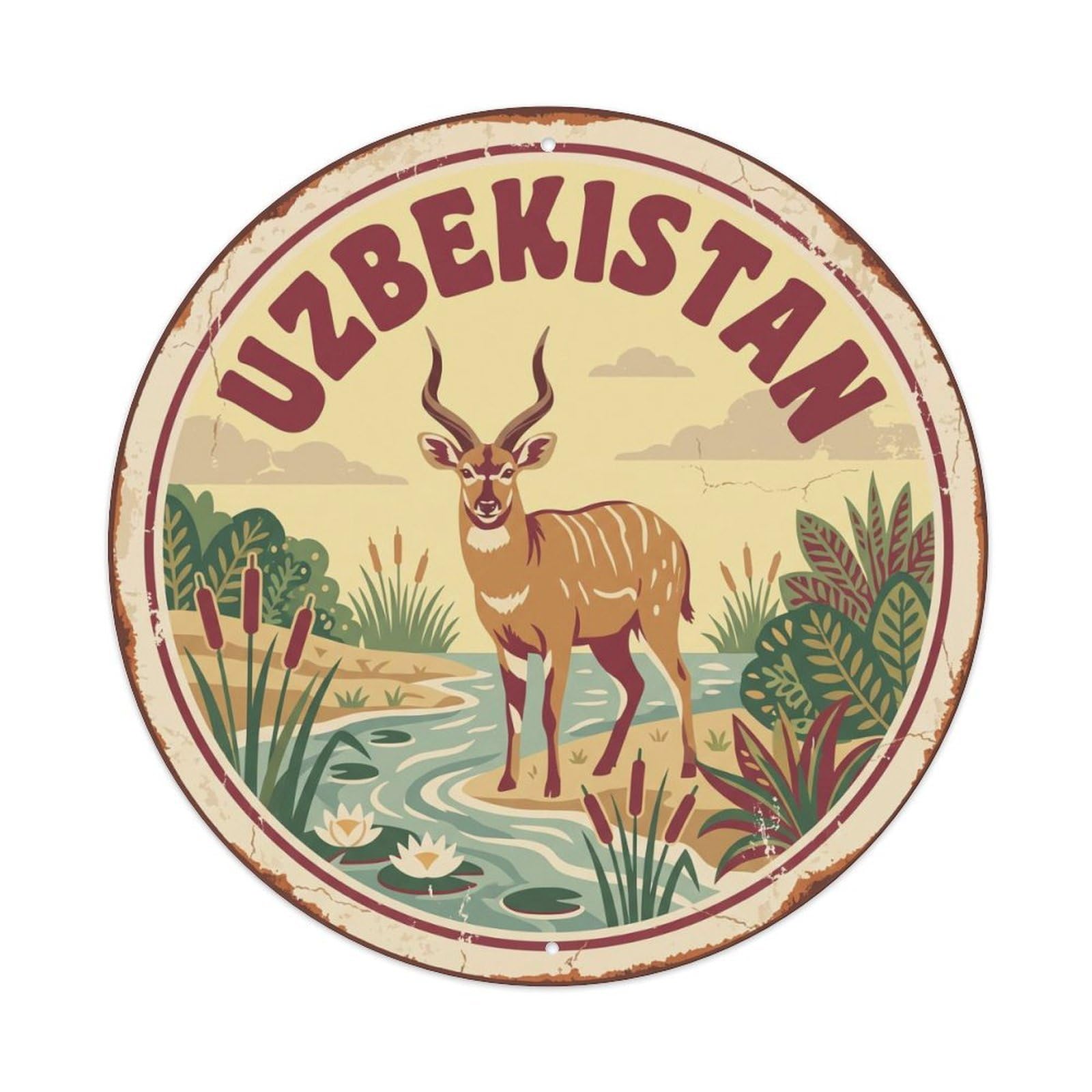 Uzbekistan Sitatunga River Delta Metal Tin Sign