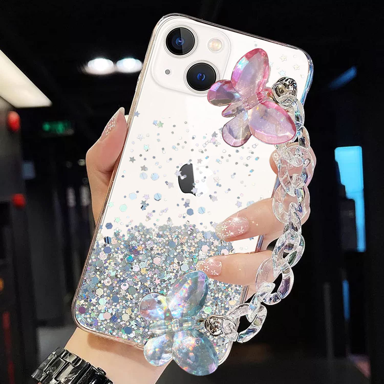 KC Back Cover for Apple iPhone 14, Crystal Butterfly Wrist Bracelet Chain Holder Non Moving Dry Fixed Glitter Soft Silicone Case (Transparent) (B0BHX1ZFDF) Amazon Price History, Amazon Price Tracker