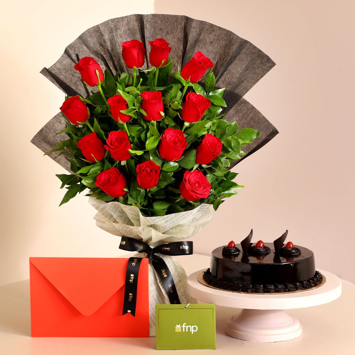 Fnp Touch Of Luxury Red Roses Bouquet Truffle Cake-picture-17