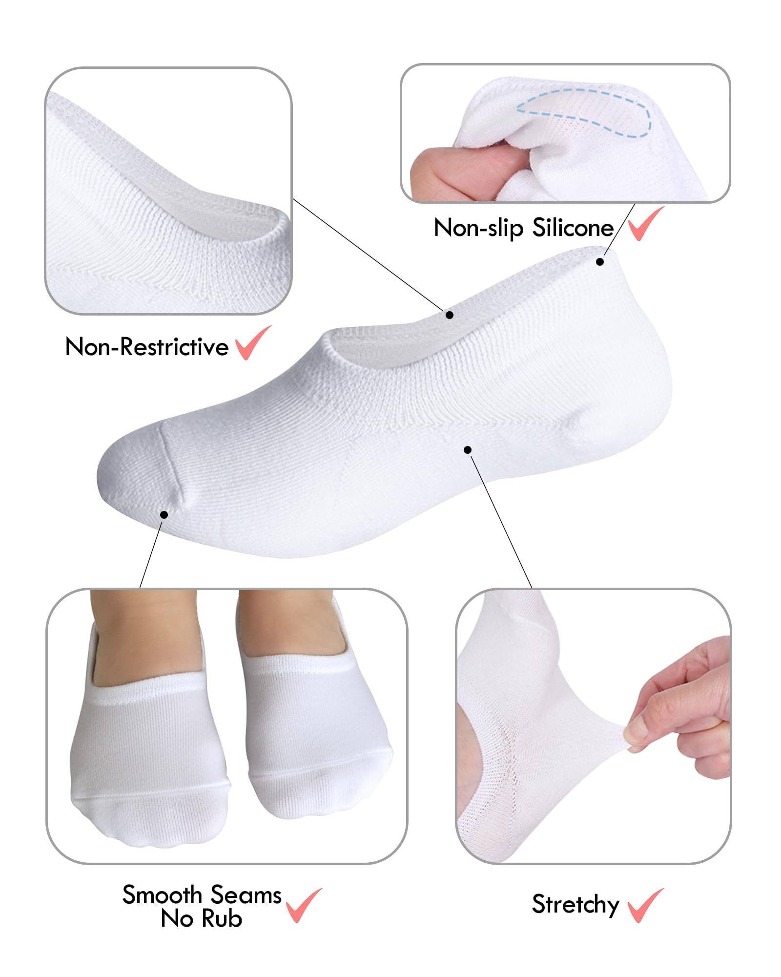 CHUNG Calcetines de algodón para niños pequeños y niñas, delgados, multicolor, color blanco, verano, paquete de 10 unidades de 2 a 12 años
