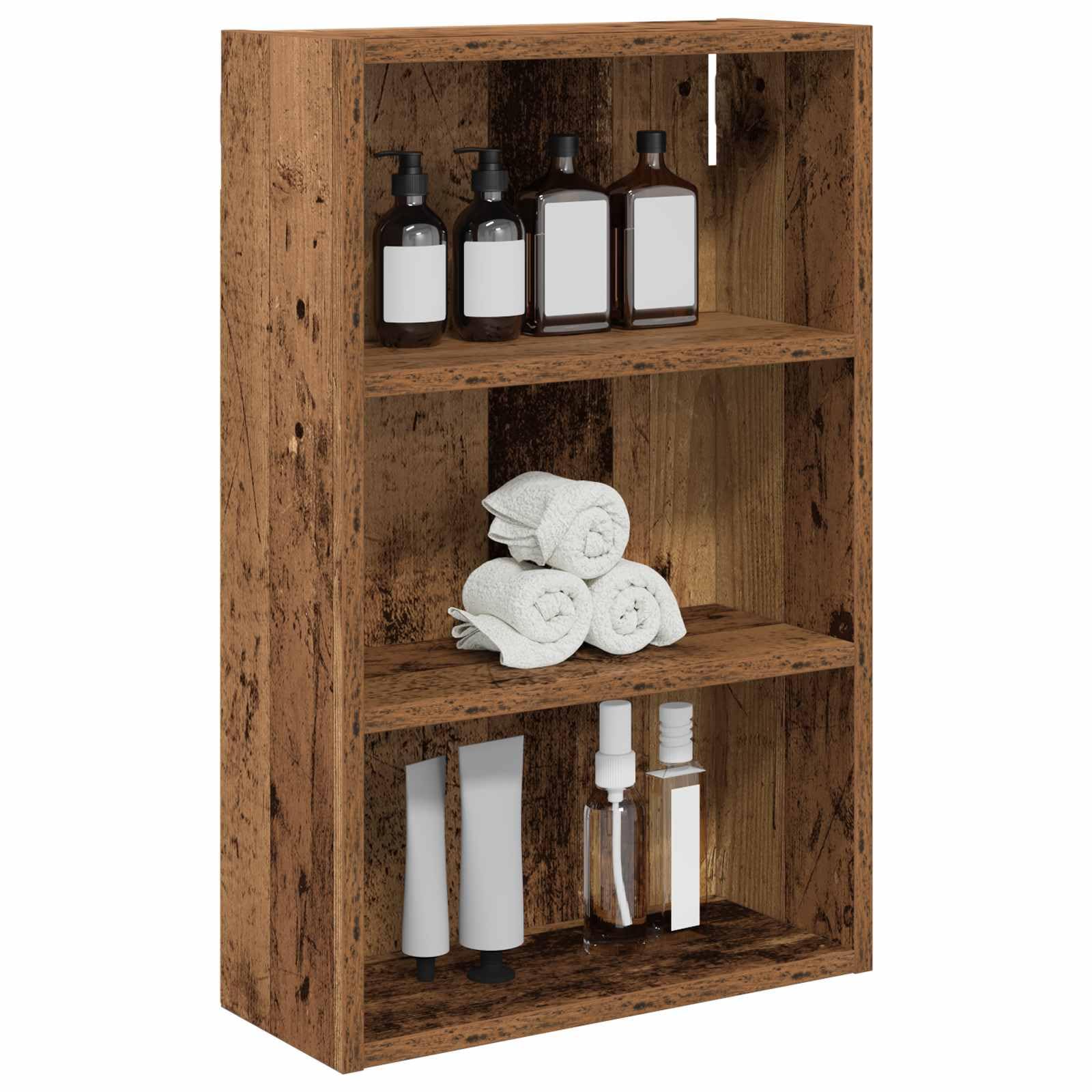 vidaXL Bathroom Wall Cabinet with Shelf Old Wood 40 x 16 x 62.5 cm, Modern Bathroom Cabinet, Rectangular Shelf, Functional Storage, Space Saving Solution, Contemporary Home Decor, Elegant Design