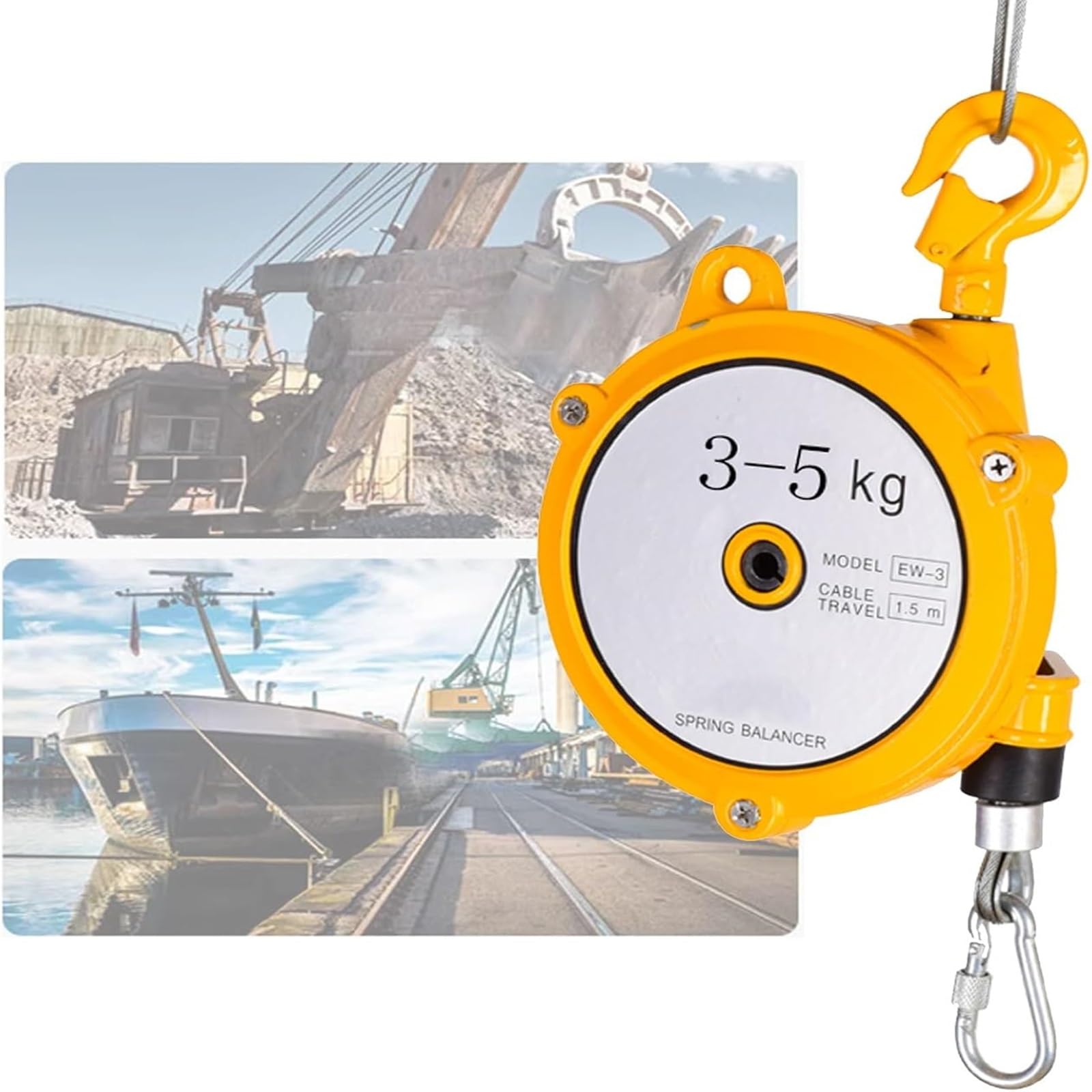 HYQOUKLR Telescopic Spring Balancer, Spring Balancer Aluminum Retractable 1.5m Wire Rope Adjustable Tension 3-200kg(5kg)