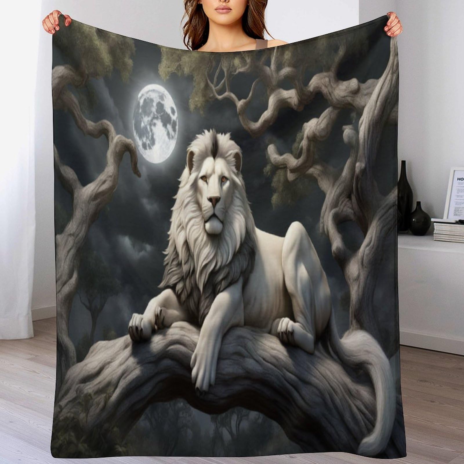 Couverture plaid lion chaude pour chasser les frissons du canapé