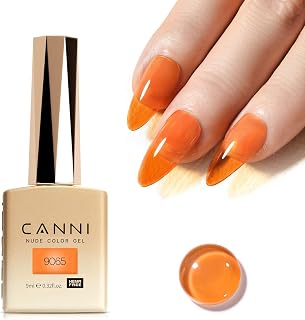 CANNI Jelly Orange Gel Nail Polish, 1Pcs Orange Brown Fall Gel Polish Translucent Color High Gloss Soak Off U V French Nail Manicure Salon DIY