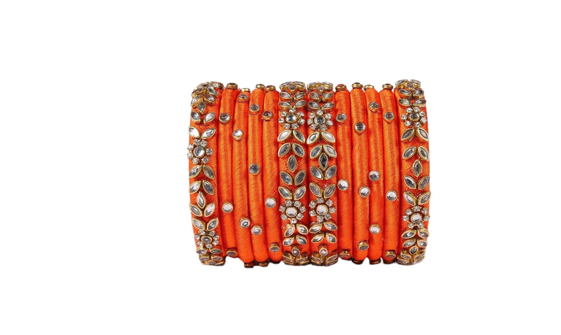 Saumakshi Designs Silk Thread Bangles Set for Women (ORANGE-ND) (2.8) (B0CX4PDRC1) Amazon Price History, Amazon Price Tracker