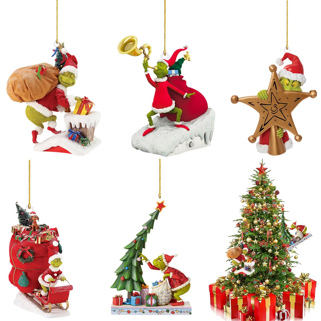 HGSHUO Grinch Decoraciones de Navidad Adorno Colgante de Grinch Adornos de Navidad para Colgar para Árbol de Navidad Fiestas de Vacaciones Regalo
