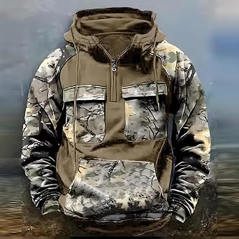 Tactical Hoodies for Men Light Quarter Zip Pullover Baggy Graphic Camo Hoodie Cargo Hooded Sweatshirt with Pockets