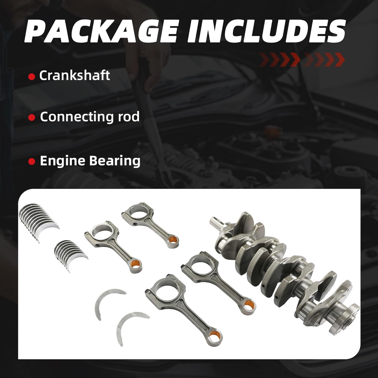 G4KJ Crankshaft Connecting Rod Bearings Kit Fit for Hyundai Santa Fe/Santa Fe Sport Sonata Tucson Kia Sportage Sorento Optima Forte Rondo 2.4L 2010-2020 231112G230 23510-2G540