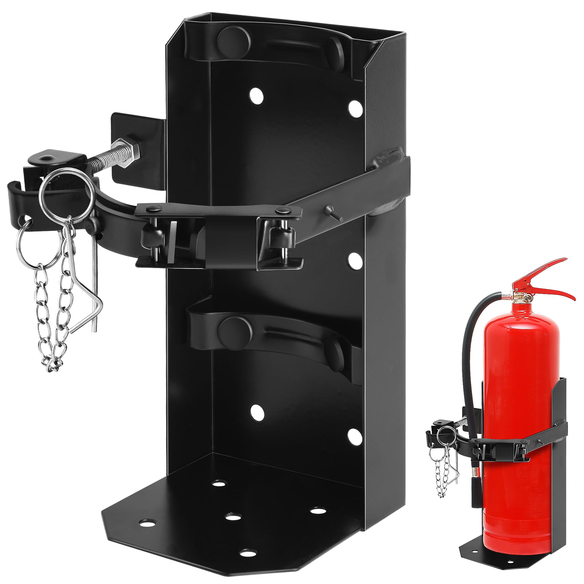 Watayo Soporte de extintor de incendios resistente para extintor de CO2 seco de 10 libras / 5 libras, soporte de montaje para extintor de incendios, soporte de metal para extintor de incendios para