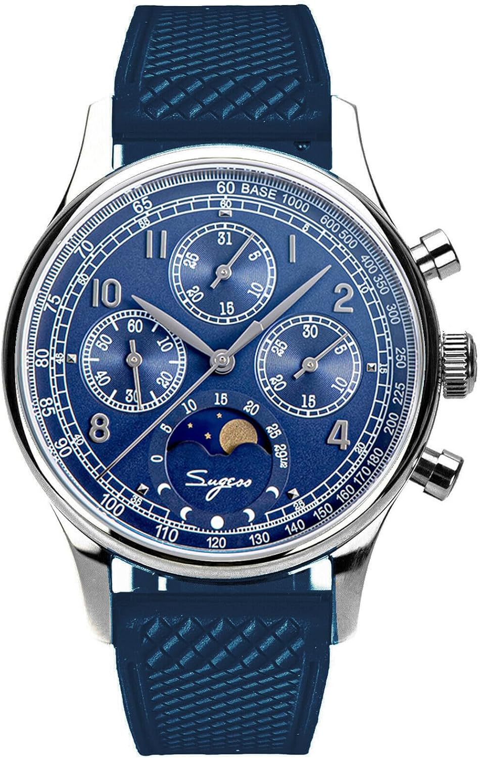 Sugess MoonPhase Master Gold Swan Neck 40mm S389-2.03.FE ST1908 Mechanical Chronograph Mens Wrist Watch Seagull 1963