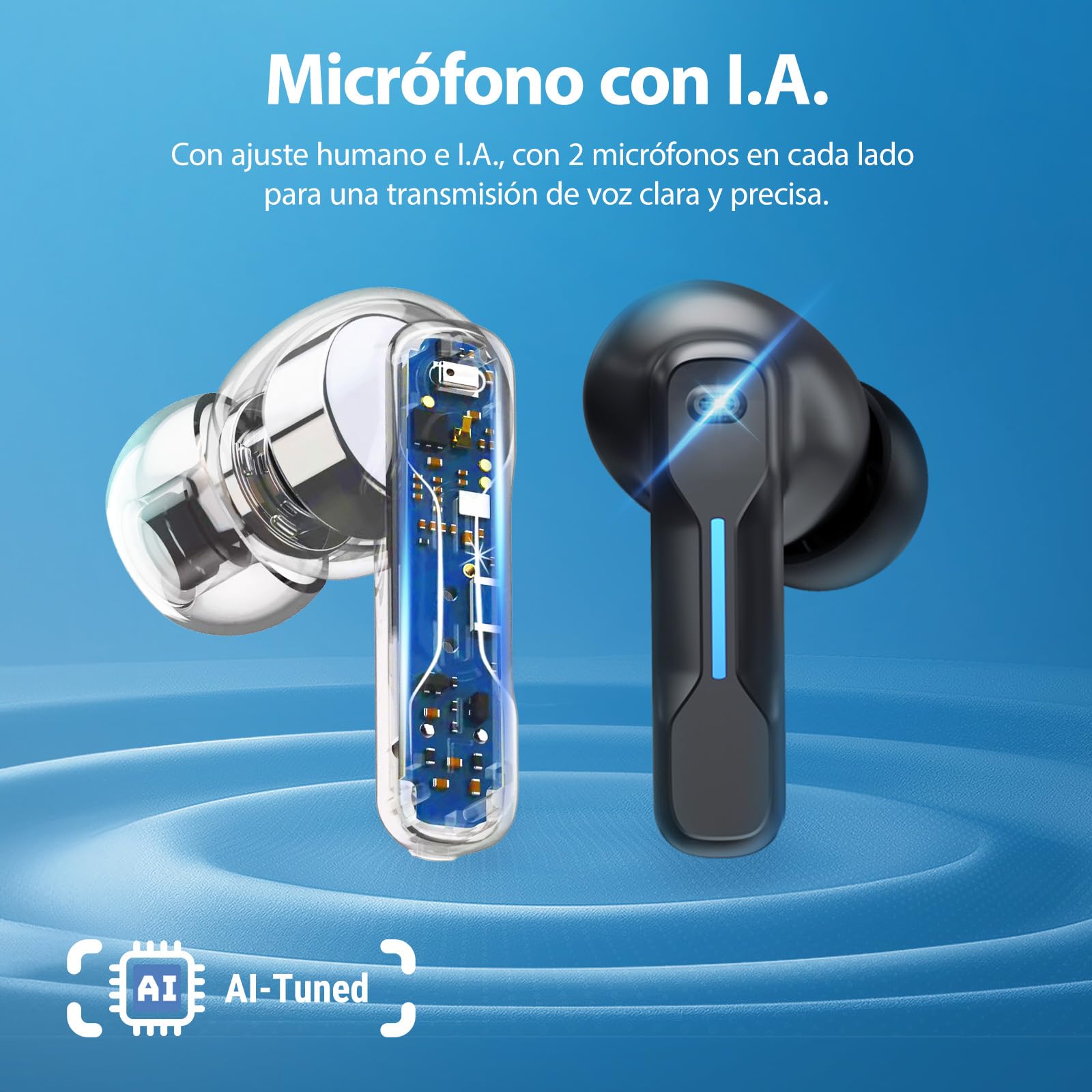SW5 Auriculares inalámbricos para juegos con 5.4 Bluetooth y 2.4G Doogle, auriculares wireless IPX4 impermeable con mic AI, Cascos gaming con 20ms de baja latencia para PC Switch móvil ps5 ps4 VR