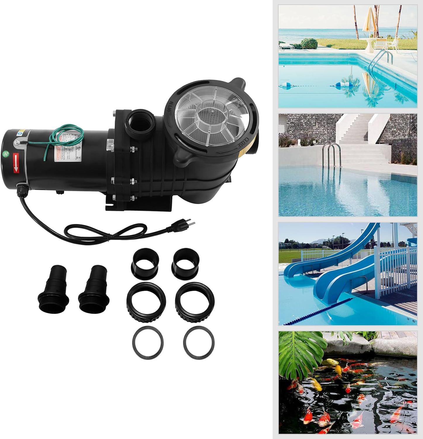 1.5 HP Dual Voltage Pool Pump-110-120V/220-240V, In/Above Ground Single Speed Pool Pump, 108GPM Powerful Self Priming In Swimming Pool, Single Speed Pool Water Pumps with Strainer Basket