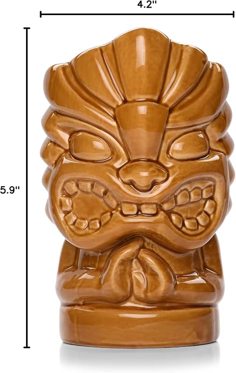 IMPULSE! Tiki Gold Gumba Tumbler - Hawaiian Inspired Ceramic Drinkware for Tropical Cocktails, Easy Cleaning, Vibrant Vibes! Perfect for Gifting! Decor, Art, Mug