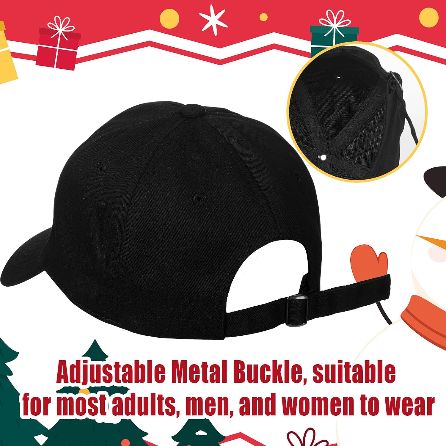 Vicenpal Bah Humbug Christmas Baseball Hat Embroidery Adjustable Santa Claus Funny Christmas Hats for Women Men Xmas Holiday Supplies Gifts Black