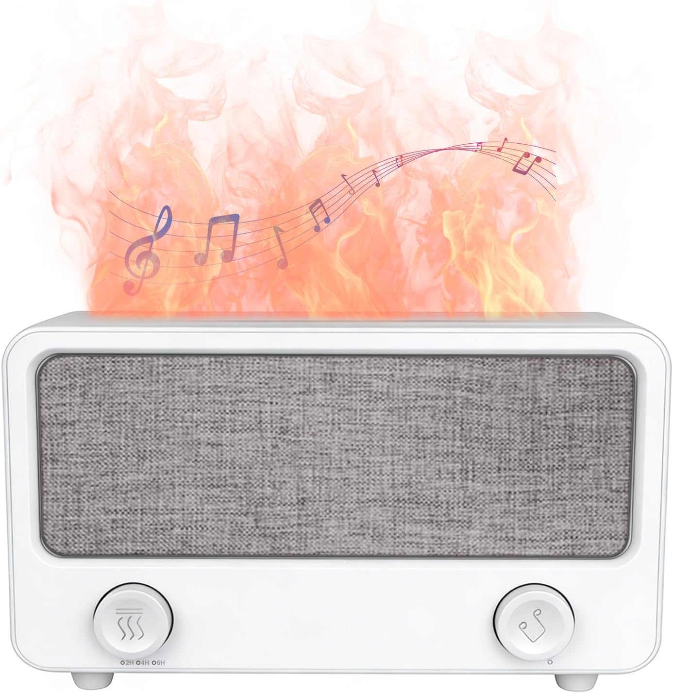 Music Sync Flame Essential Oil Diffuser, Bluetooth Speaker Cool Mist Humidifier, 7 Colors LED Light, Remote Control, Timer & Auto-Off Protection for Home Bedroom Office Yoga 250ml （White）