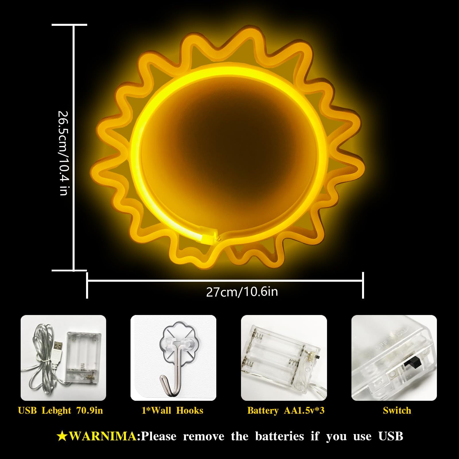 Amazon.com: Sun Neon Sign for Wall Decor Aesthetic Yellow Sun Neon