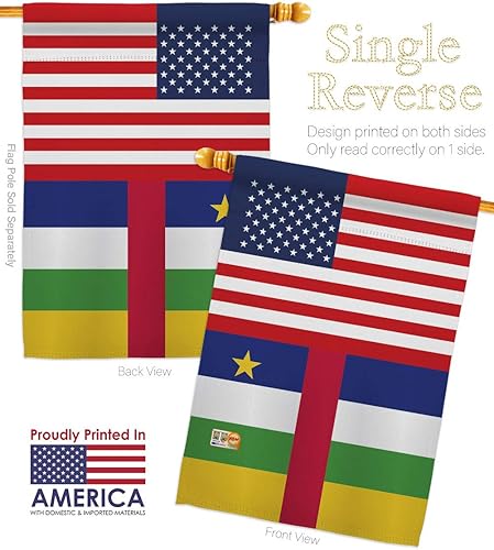 Vista 21 de Nationality Central African Rep. US Friendship Garden House Flags Set Regional Nation International World Country Particular Area Small Decorative