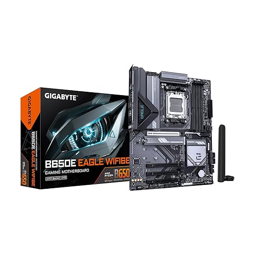 GIGABYTE B650E Eagle WIFI6E AMD AM5 E-ATX Motherboard, Supports AMD Ryzen 9000/8000/7000 Series Processors, DDR5, 8+2+2 Total Power Phase, 3X M.2, PCIe 5.0, USB 3.2 Gen 1 Type-C, Wi-Fi 6E