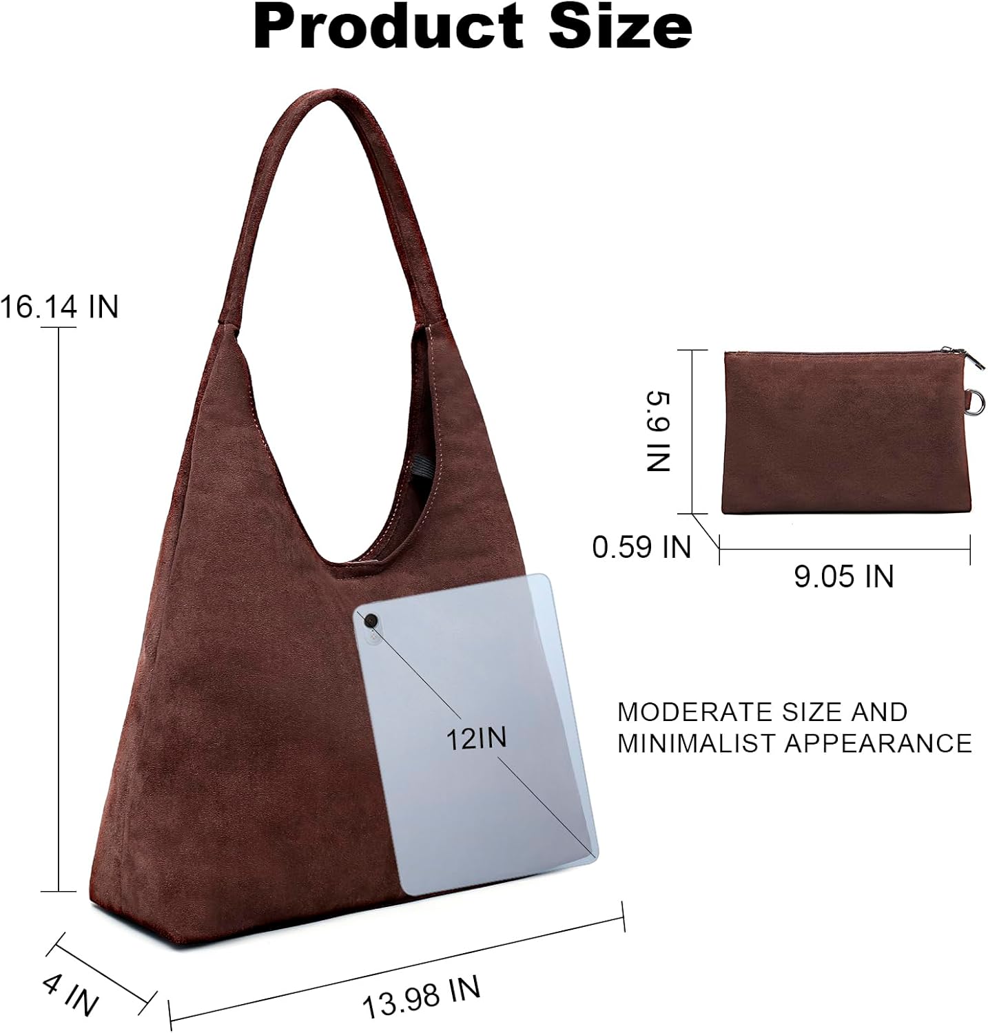 Hobo Bags for Women Retro Vegan Leather Slouchy Tote Shoulder Purses Handbag with A Small Purse