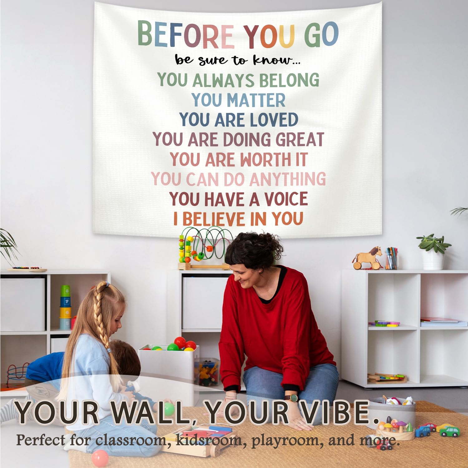 STHTTSW Boho Classroom Decor, Mental Health Inspirational Wall Decor 60x50 image 2