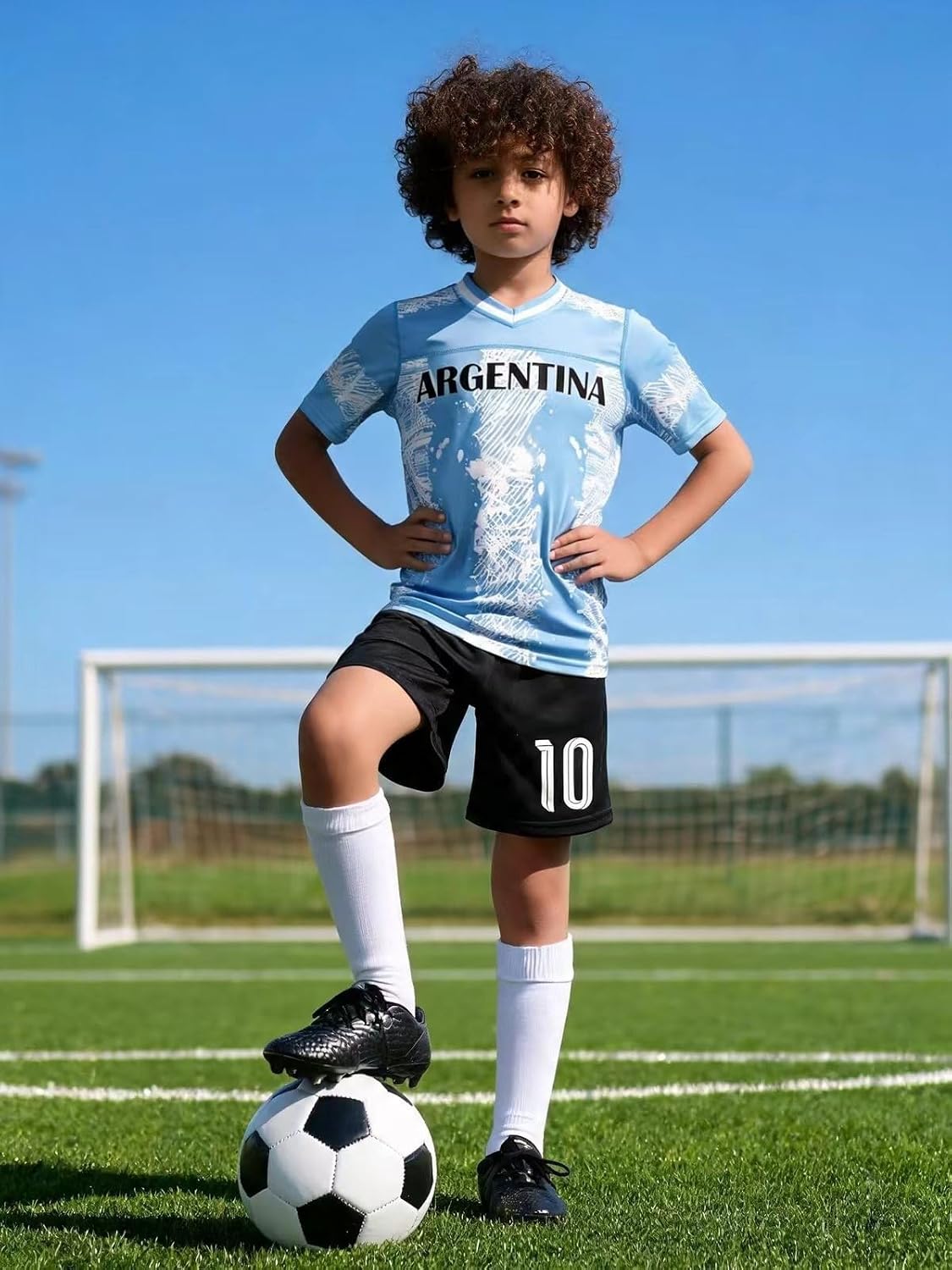 Kids Soccer Jersey and Shorts Set, Football Training Kit, Quick Dry Breathable Sports Uniform for Boys Girls Youth