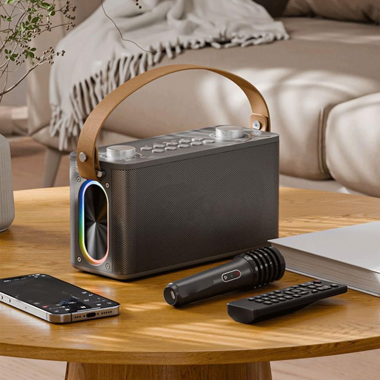 Generic Máquina de Karaoke Compacta con Conectividad Bluetooth y Diseño portátil: Ideal para Sesiones de Karaoke en Casa