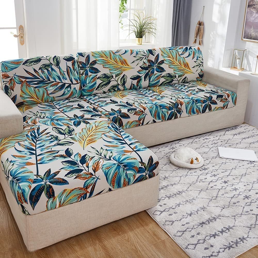 uyeoco Sofa Slipcover L Shape Couch Cushion Cover,Sofa Covers For Living Room Couch Covers Corner Universal Sofa Furniture Protector Pets Dogs 1 2 3 Seater Sofa Slipcovers L-Type Stretch Settee Cover