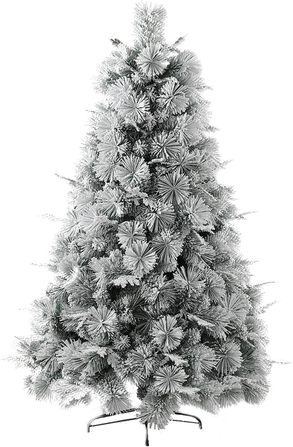 4FT Christmas Tree White Flocked Snow Holiday Xmas Tree for Home and Office 180cm Tall with 900 Full Branches Tips,Easy Assembly,Metal Stand