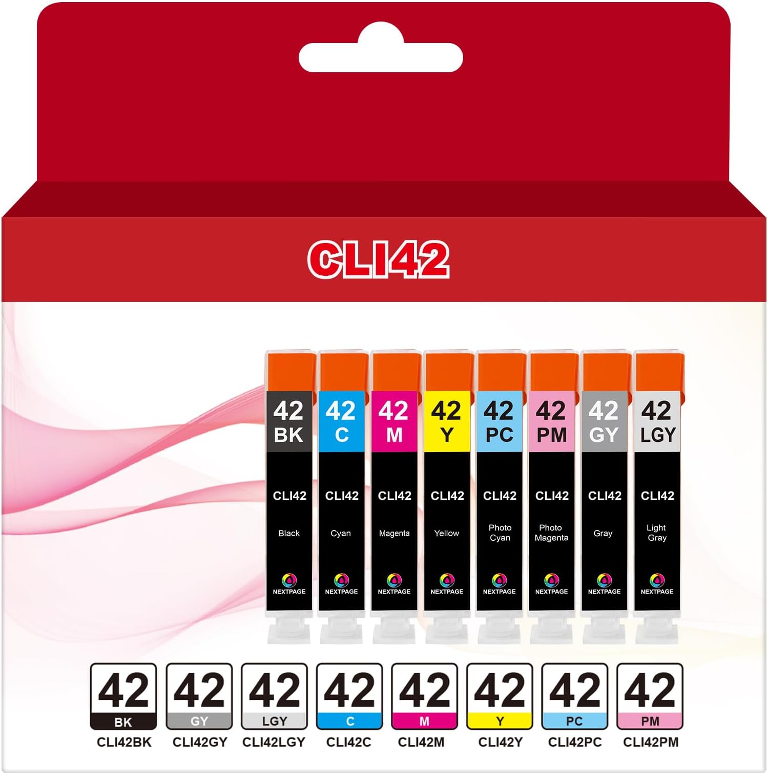 NEXTPAGE Compatible Ink Cartridges Replacement for Canon CLI42 8 Pack for PIXMA PRO-100 Printer, Canon Ink CLI 42 CLI-42 Ink Cartridge Use in Canon pixma pro 100 Printer