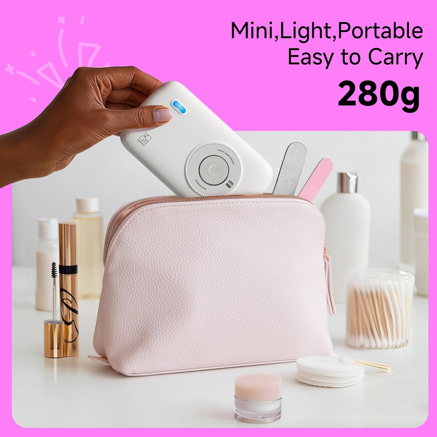 HPRT CP2100 2x3 Portable Photo Printer with 10 Sheets Paper (Grey), Plus Extra 2"x3" One-Piece Photo Paper and Color Ribbon Cartridge Refill (20 Sheets)