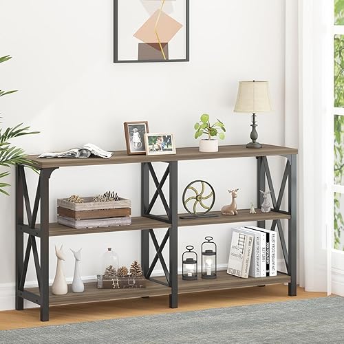 Miniatura 16 de LVB - Mesa de sofá de estilo granja, mesa consola rústica para sala de estar, mesa de entrada con almacenamiento, mesa de entrada para vestíbulo,