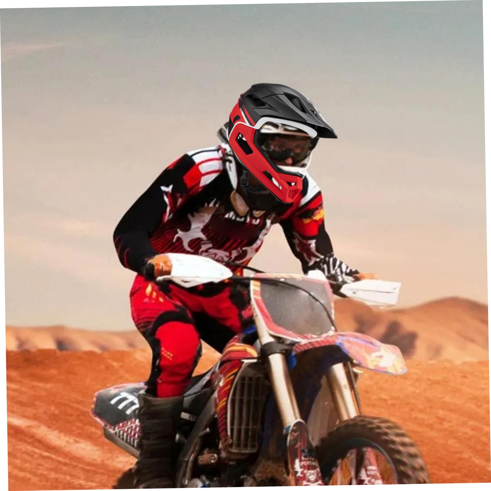 Mountainbike-Helm, Fahrradhelm für Erwachsene, Mountainbike-Vollgesichtshelm mit abnehmbarem Kinnschutz – belüftet, verstellbar, leicht, für Männer und Frauen