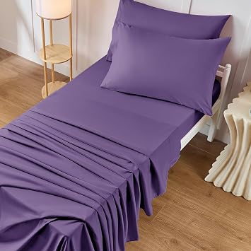 VACVELT 4PCS Cot Sheets, 31 x 75 Inch Lavender Cot Fitted Sheet, Ultra Soft and Breathable Microfiber Bed Cover Snug Fit for Narrow Twin/RV Bunk/Camper Bunk/Guest Beds/Trifold Mattress