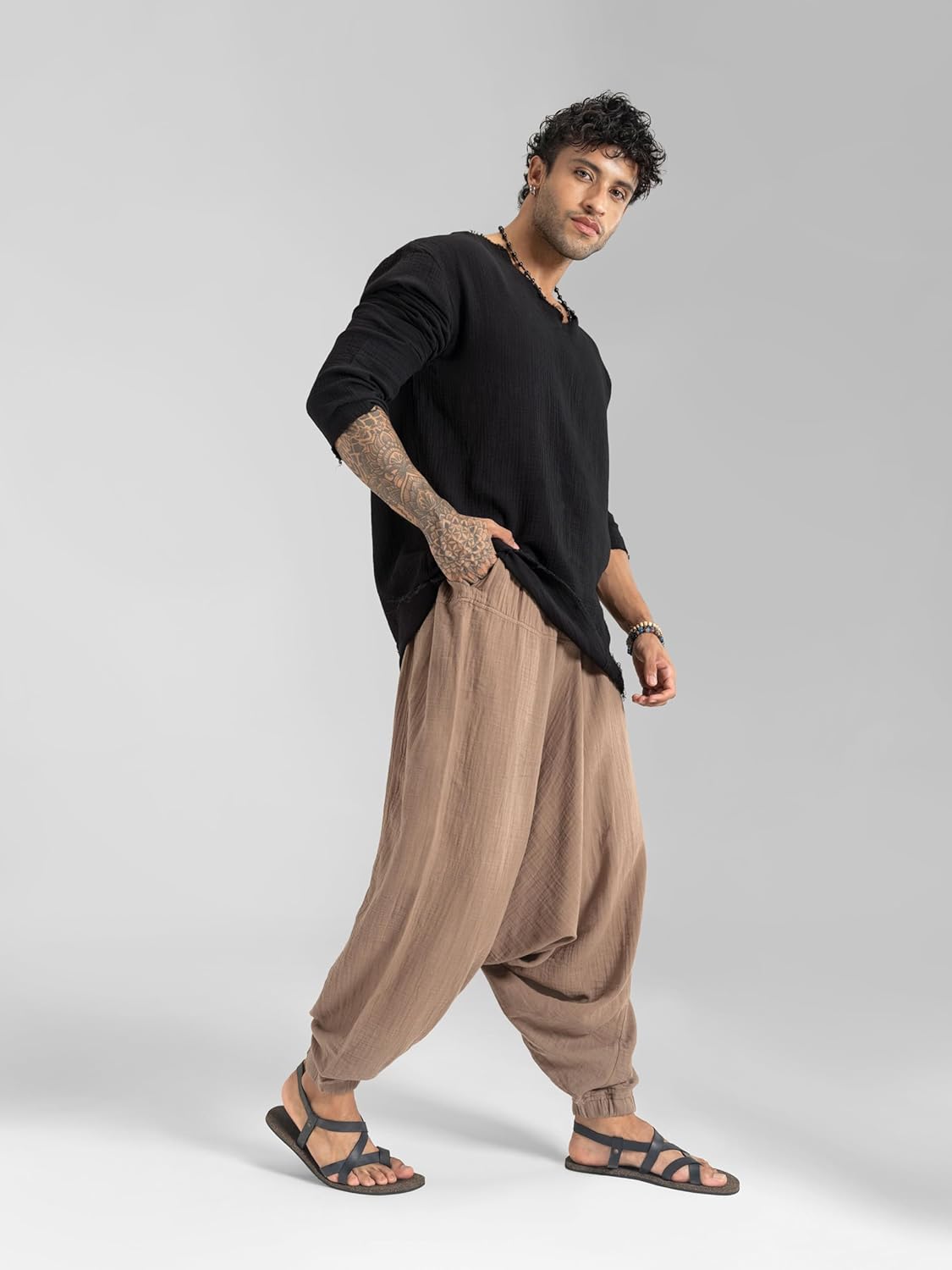 Men's Goa Groove Harem Pants | Cotton Boho Joggers - Relaxed Fit - Yoga, Dance, & Travel