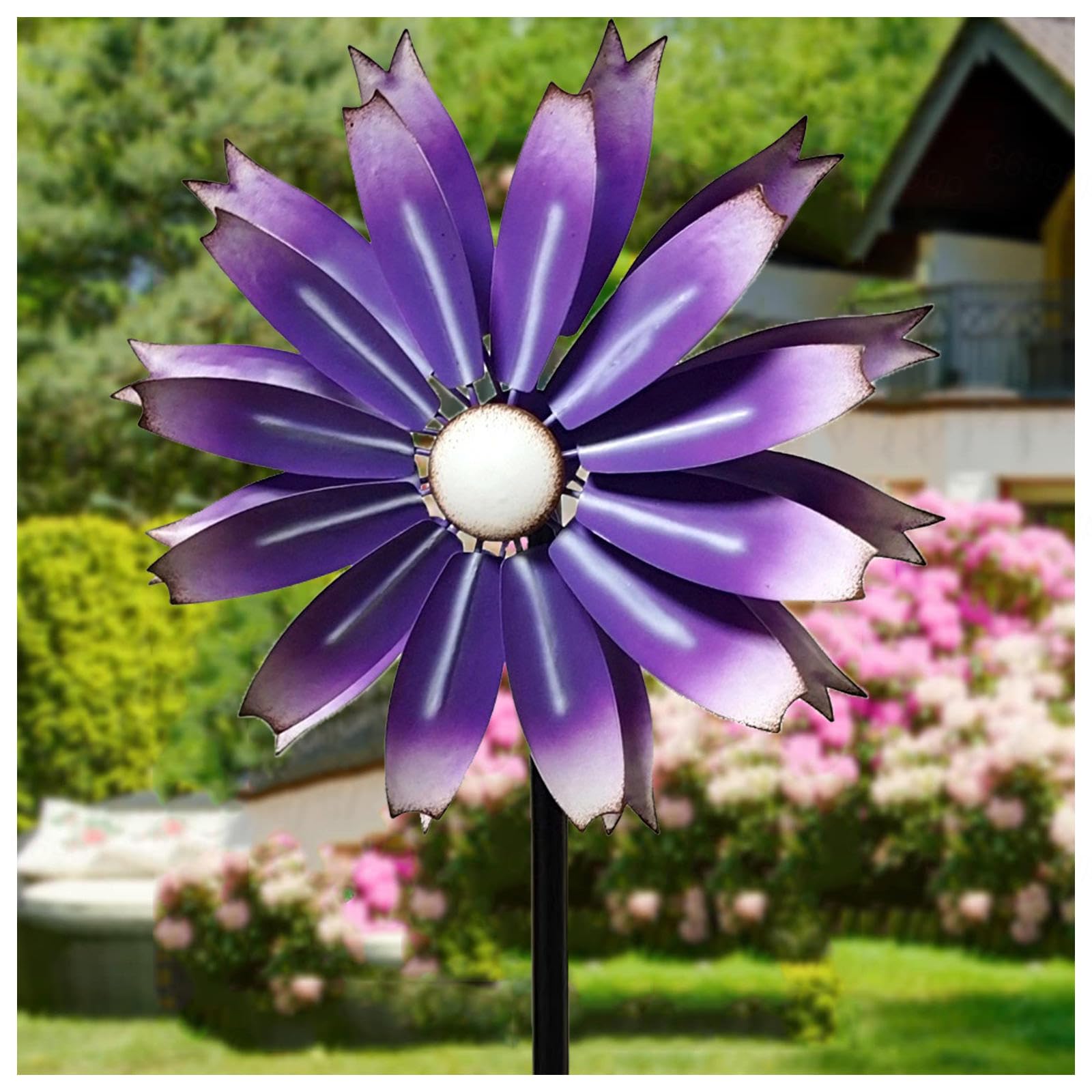 Sculptures Et Mobiles à Vent 149cm Moulin à Vent Metal Grand Moulin à Vent Jardin pour La Cour Et Le Jardin,Purple