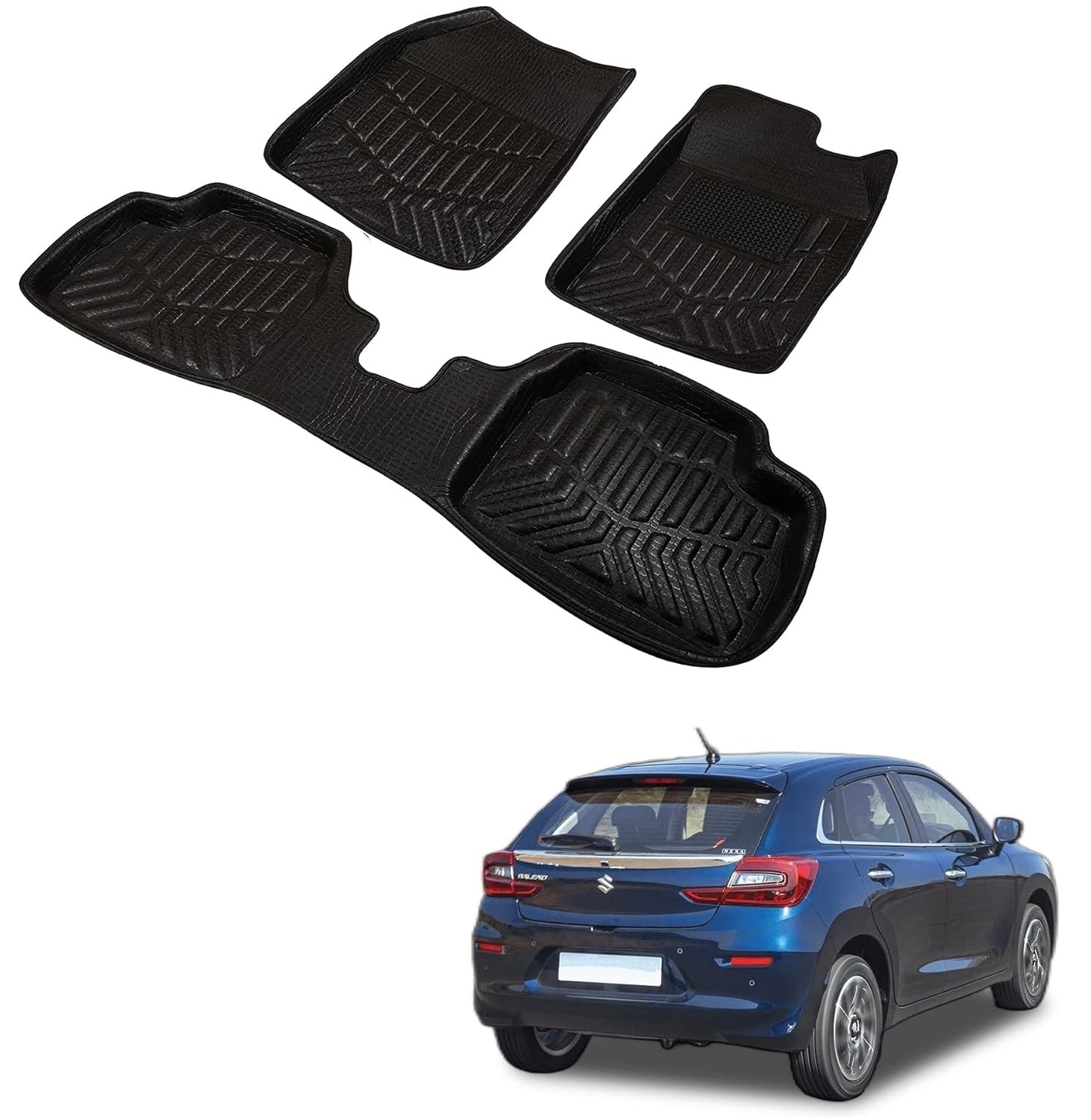 Kozdiko Car 3D Foot mat, Floor Mat Black Color for Maruti Suzuki Baleno