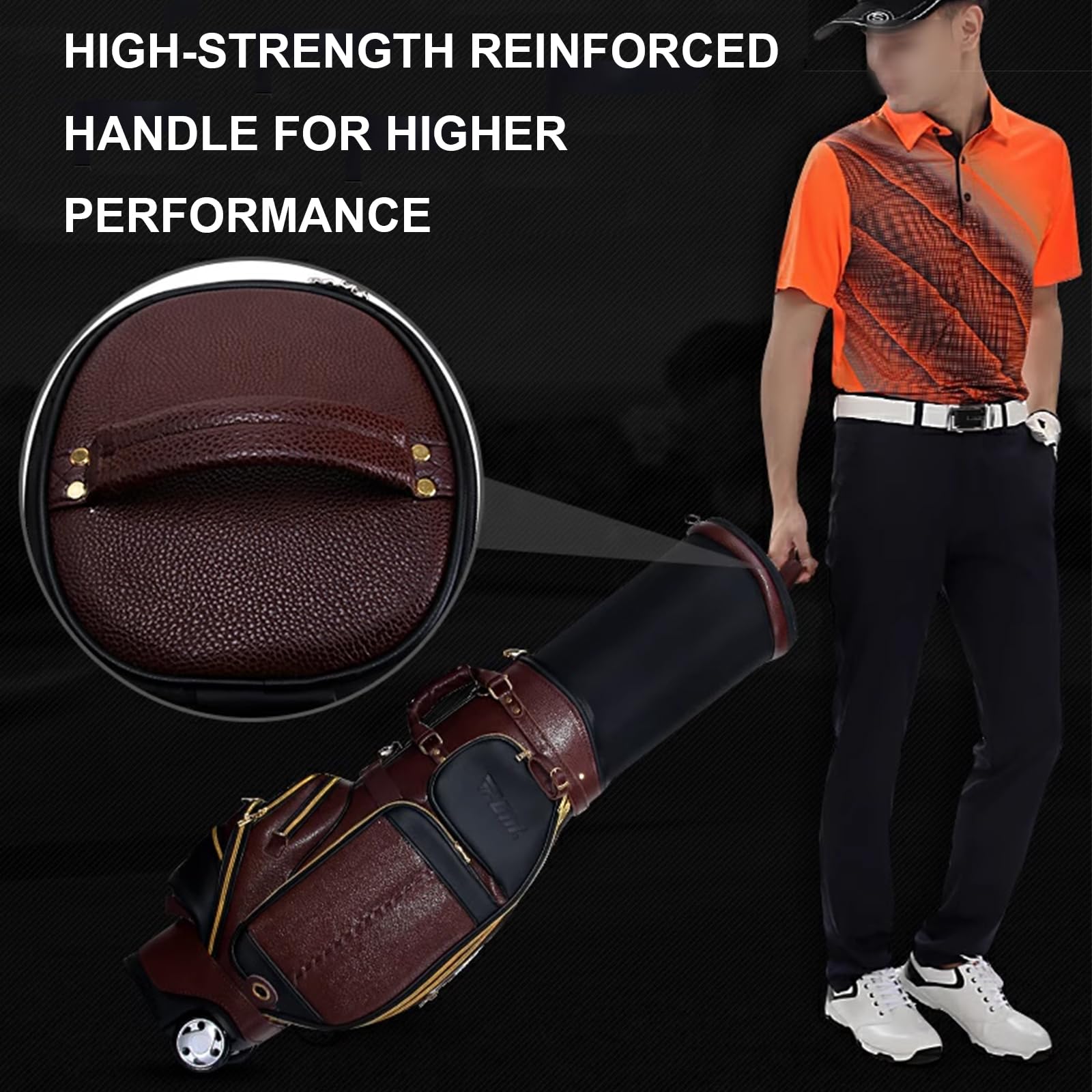 Bolsa de Golf de Cuero para Hombres, Bolsa de Golf portátil Impermeable, Bolsa de Viaje para Palos de Golf, Bolsa de Almacenamiento Liviana para Campos de Golf y Viajes