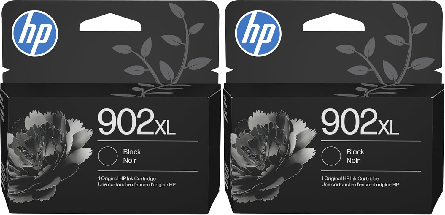 HP 902XL Black High-Yield Ink Cartridge Printers | Works with Printer Series: OfficeJet 6954, 6958, 6962, OfficeJet Pro 6968, 6975, 6978 | Eligible for Instant Ink | T6M14AN (Pack of 2)